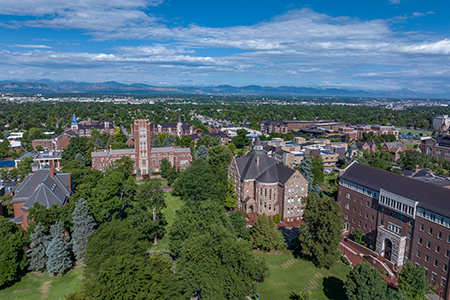 Aerial photo of the DU campus