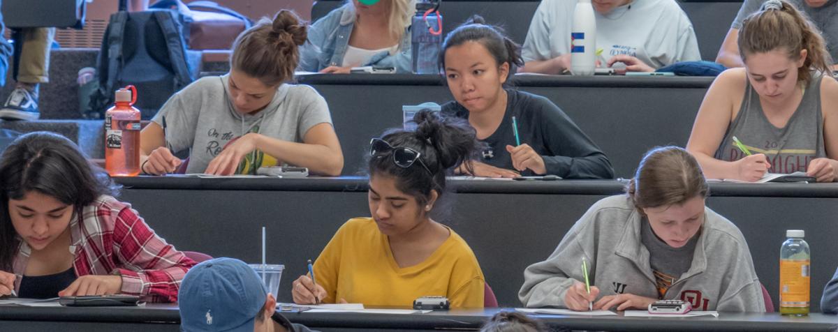 students studying in a classroom
